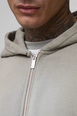 Hoodie zippé long, oversize, au style boxy et au traitement spray wash