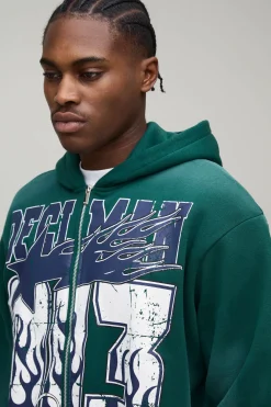 Hoodie zippé surdimensionné à coupe boxy OFCL MAN, avec traitement spray wash