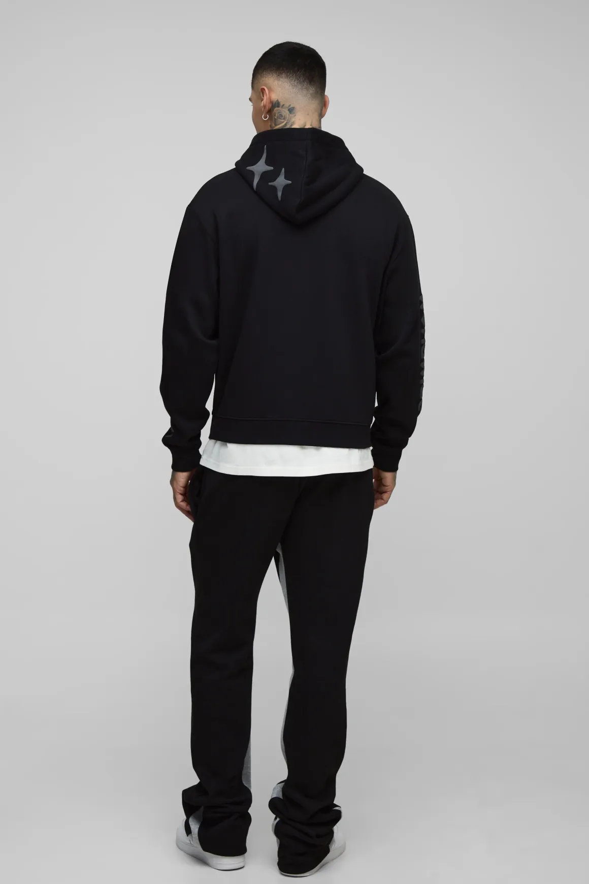 Hoodie zippé tall, surdimensionné, à coupe boxy et à imprimé puff mondial