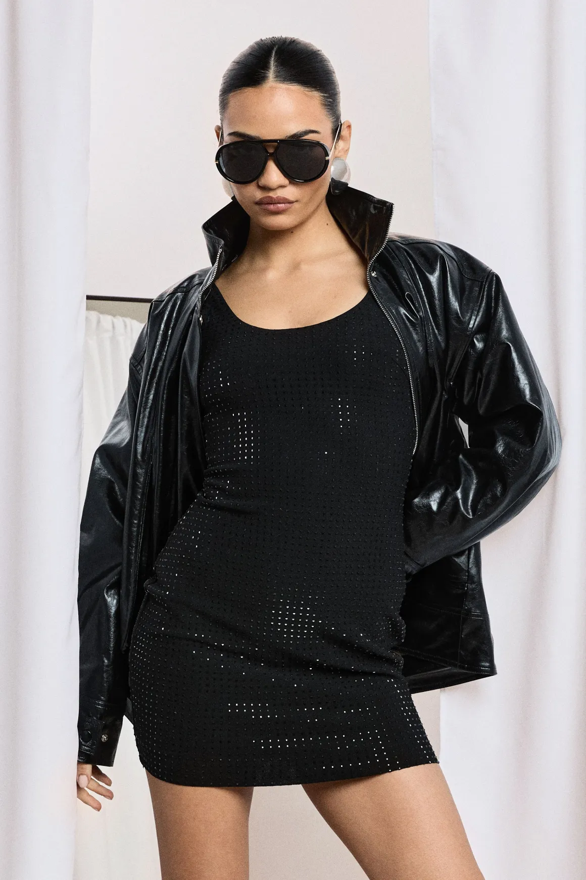 Hotfix Diamante Robe Mini à Encolure Scoop