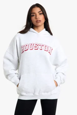 Houston Slogan Oversized Hoodie