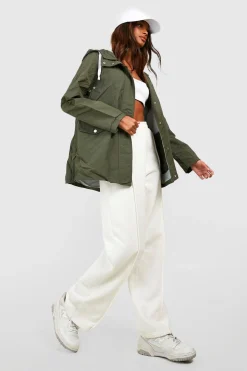 boohoo Imperméable à capuche avec garniture contrastante<Femme Vestes & Manteaux