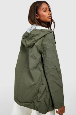 boohoo Imperméable à capuche avec garniture contrastante<Femme Vestes & Manteaux