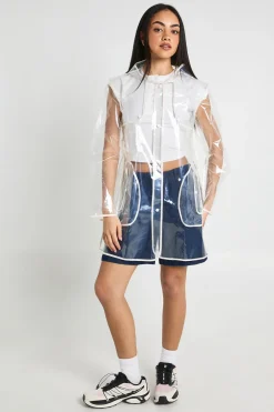 boohoo Imperméable Transparent De Festival Avec Détails Contrastés<Femme Vestes & Manteaux