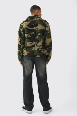 boohooMAN Jacquard Regular Fit Camo synthétique Overshirt<Homme Chemises