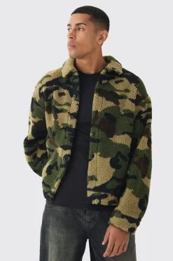 boohooMAN Jacquard Regular Fit Camo synthétique Overshirt<Homme Chemises