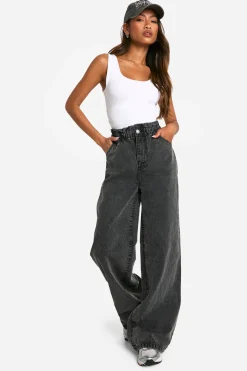 Jean acid wash à taille élastiquée