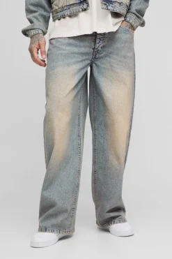 boohooMAN Jean ample teinté lavé pour grands<Homme Denim|Tout Afficher