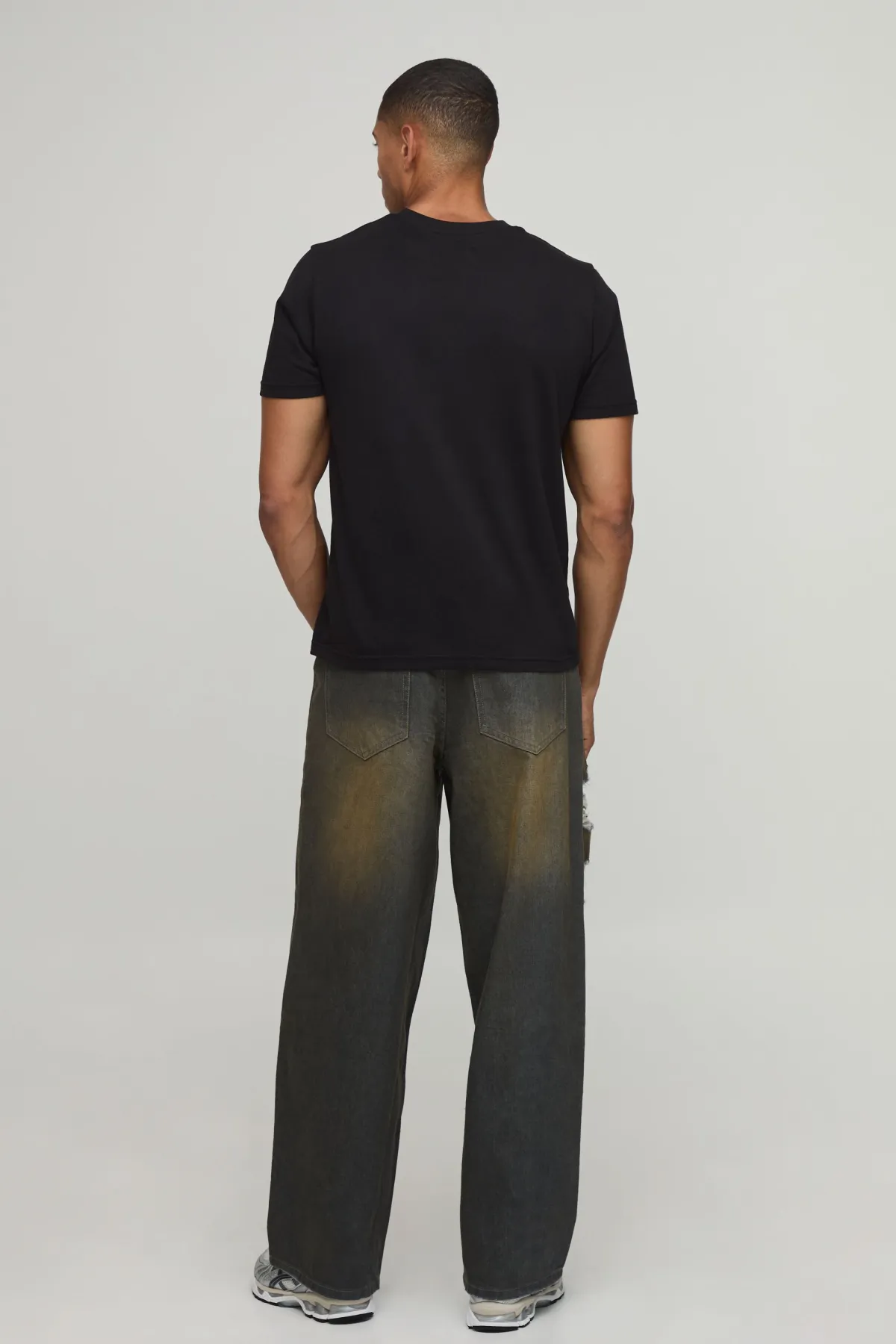 boohooMAN Jean Baggy Délavé À Déchirures Extrêmes<Homme Jeans Grande Taille|Denim