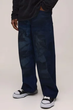boohooMAN Jean Baggy Délavé Effet Tie-dye Avec Détails Usés<Homme Jeans Grande Taille|Denim