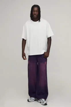 Jean Baggy Délavé Rose Avec Effet Usé