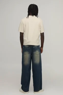 Jean Baggy Délavé Teinté Effet Usé