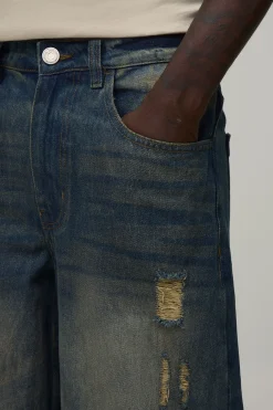 Jean Baggy Délavé Teinté Effet Usé