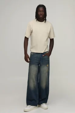 Jean Baggy Délavé Teinté Effet Usé