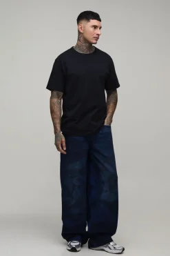 Jean Baggy Délavé Tie Dye Effet Usé Coupe Tall