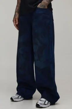 Jean Baggy Délavé Tie Dye Effet Usé Coupe Tall