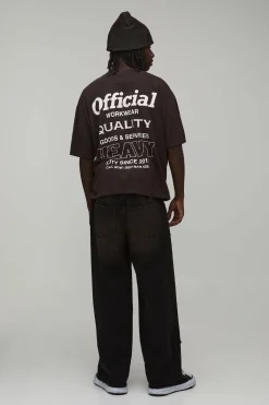 boohooMAN Jean baggy en denim à écusson croisé<Homme Denim|Denim