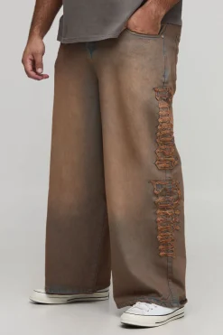 Jean Baggy Fit Washed avec Appliqué Raw Plus