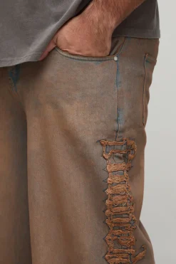 Jean Baggy Fit Washed avec Appliqué Raw Plus
