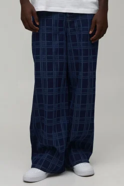 boohooMAN Jean Baggy À Imprimé Carreaux<Homme Denim|Denim