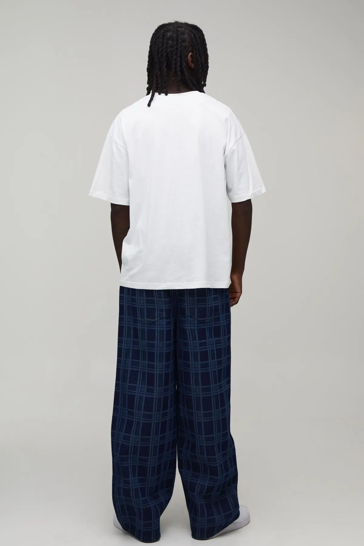 boohooMAN Jean Baggy À Imprimé Carreaux<Homme Denim|Denim
