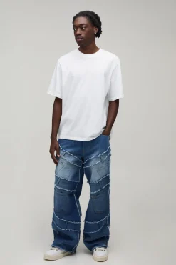 boohooMAN Jean baggy patchwork à taille contrastante<Homme Denim|Denim