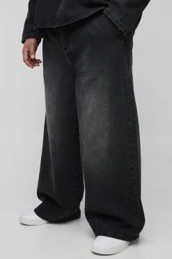 boohooMAN Jean Baggy Plissé Plus<Homme Jeans Grande Taille|Denim