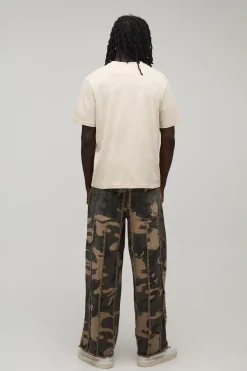 boohooMAN Jean Baggy Rigide À Bords Effilochés<Homme Denim|Denim