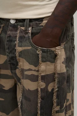 boohooMAN Jean Baggy Rigide À Bords Effilochés<Homme Denim|Denim
