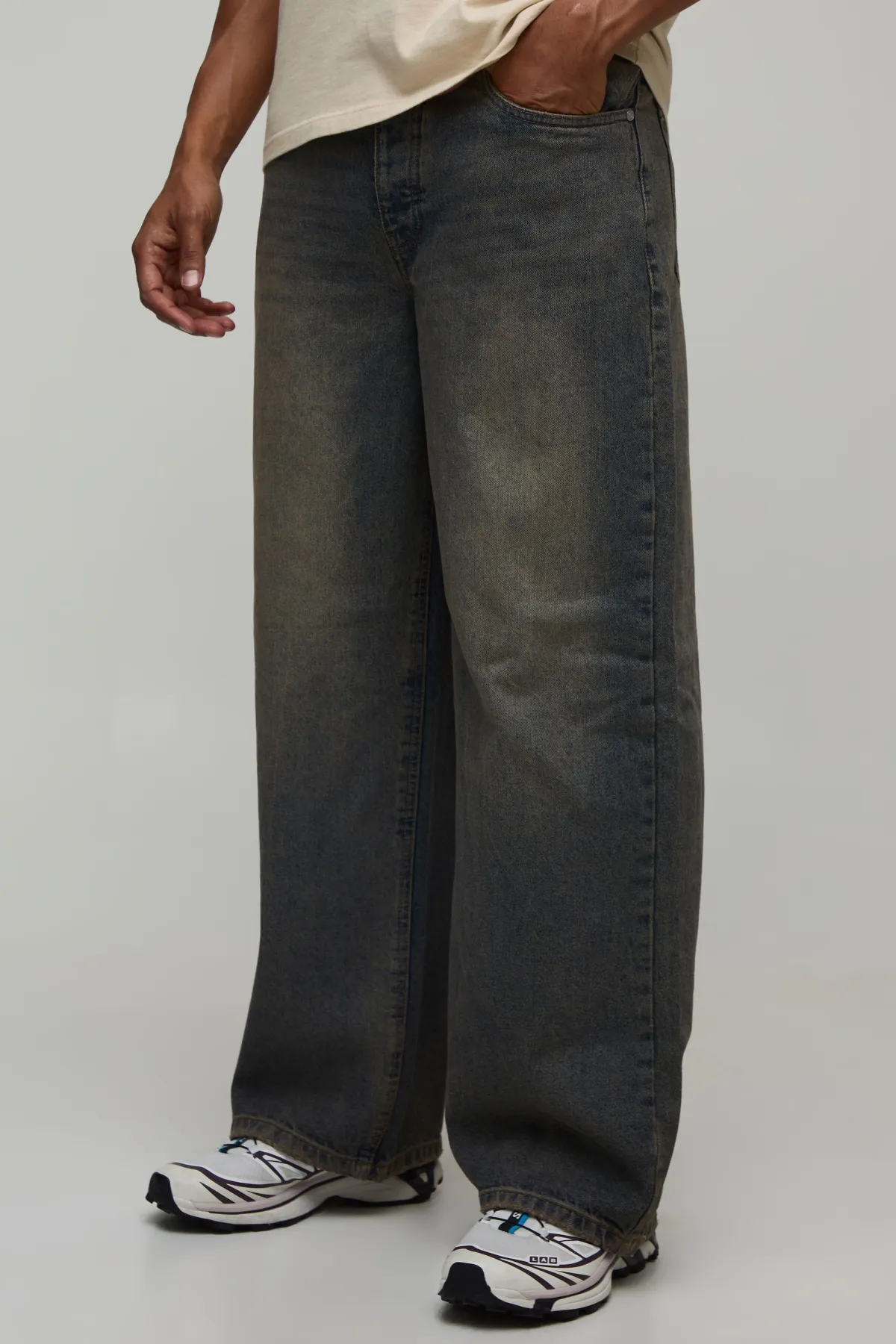 boohooMAN Jean Baggy Teinté<Homme Jeans Grande Taille|Denim