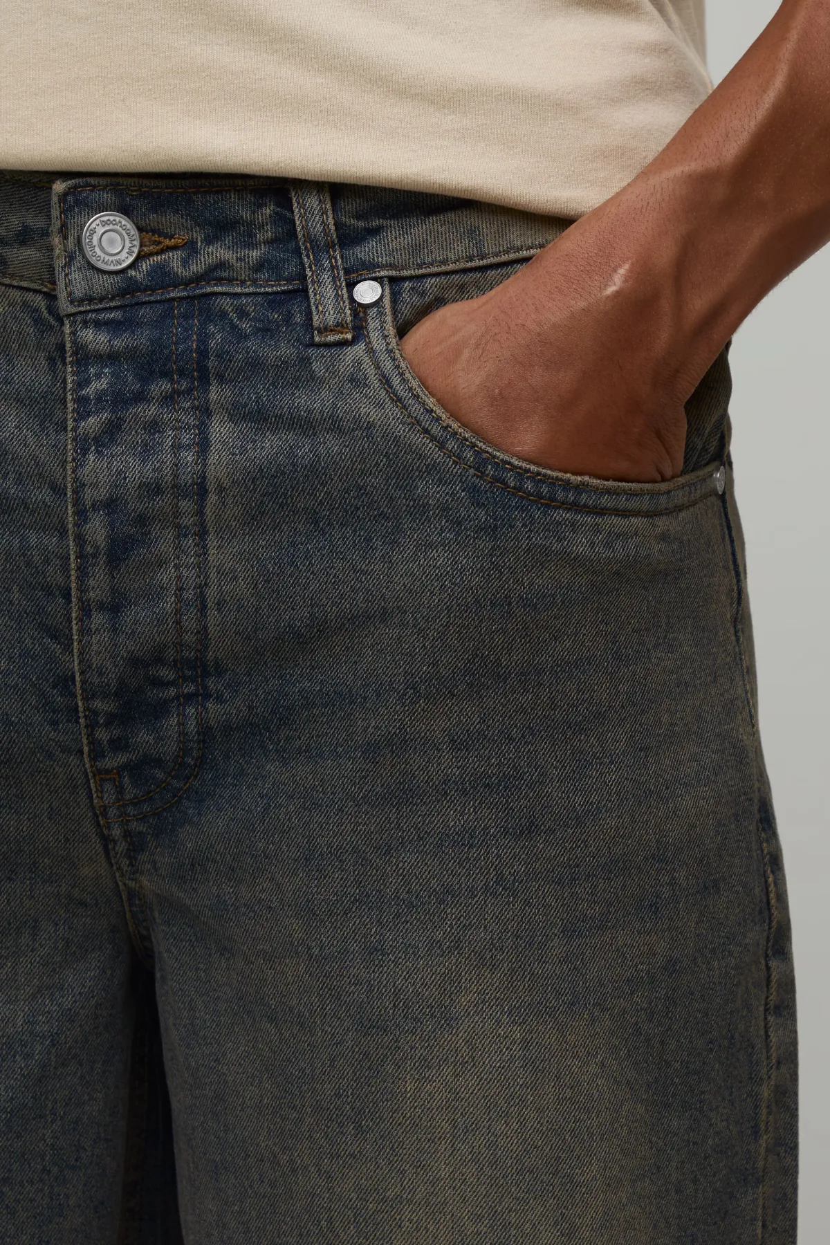 boohooMAN Jean Baggy Teinté<Homme Jeans Grande Taille|Denim