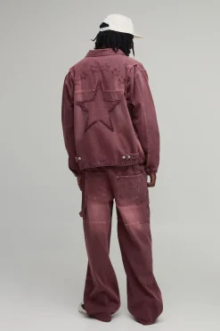 Jean Baggy Western Tall Avec Appliqués Et Teinture Overdye