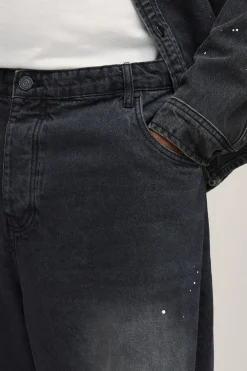 boohooMAN Jean Balloon Plus à Peinture Éclaboussée Effet Délavé<Femme Denim|Jeans