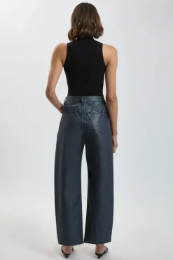 KarenMillen Jean Barrel En Denim Enduit Métallisé<Femme Denim|Jeans