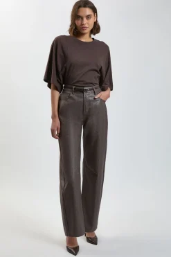 Jean Barrel Enduit Denim Métallisé Petite