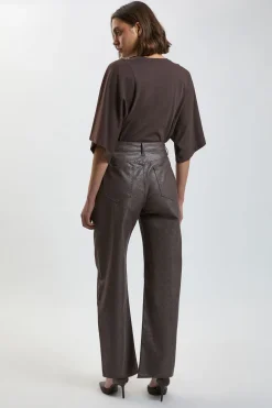 Jean Barrel Enduit Denim Métallisé Petite