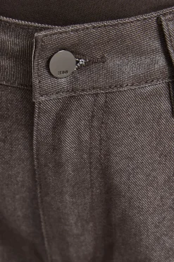 Jean Barrel Enduit Denim Métallisé Petite
