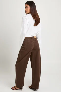 Jean Barrel Taille Haute Avec Détails De Coutures