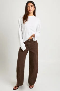 Jean Barrel Taille Haute Avec Détails De Coutures