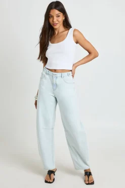 boohoo Jean Barrel Taille Haute Coupe Ample<Femme Denim|Jeans