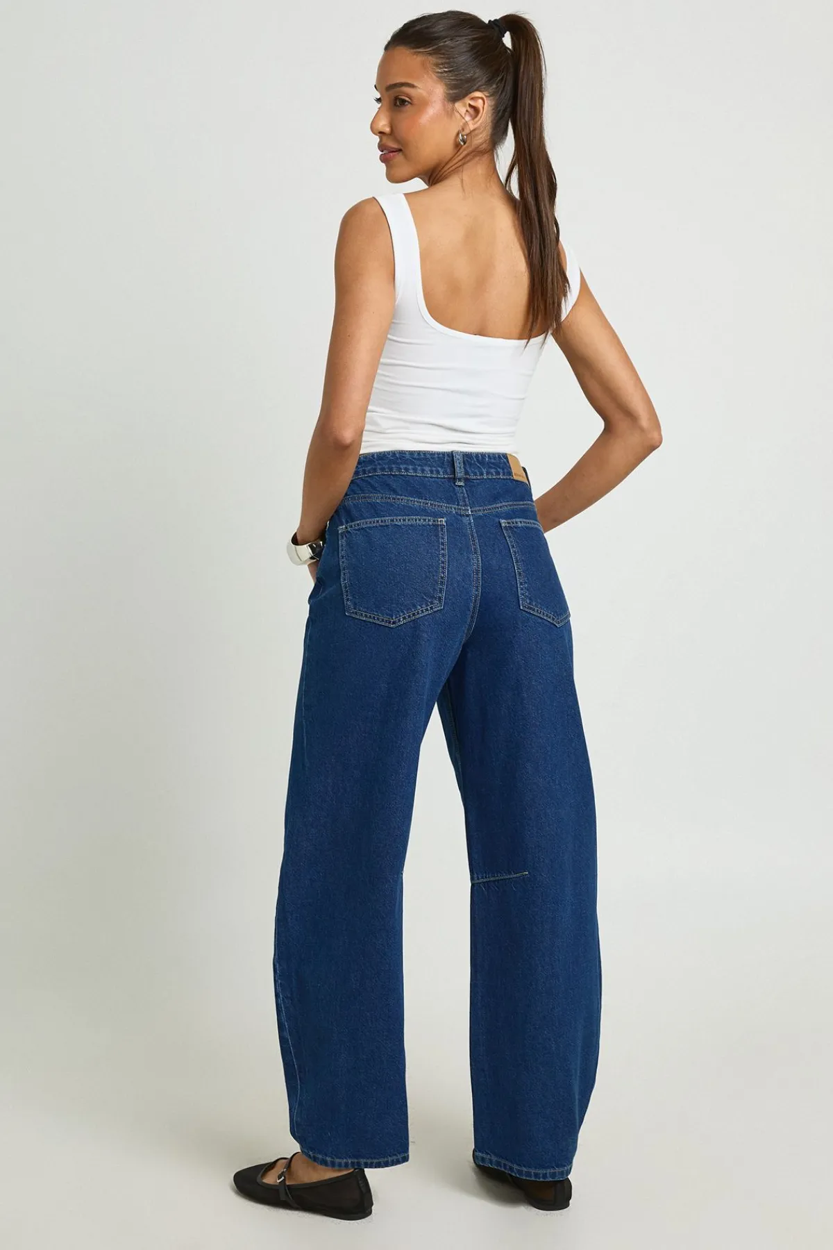 boohoo Jean Barrel Taille Haute Coupe Ample<Femme Denim|Jeans