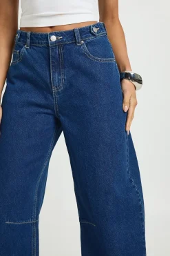 boohoo Jean Barrel Taille Haute Coupe Ample<Femme Denim|Jeans