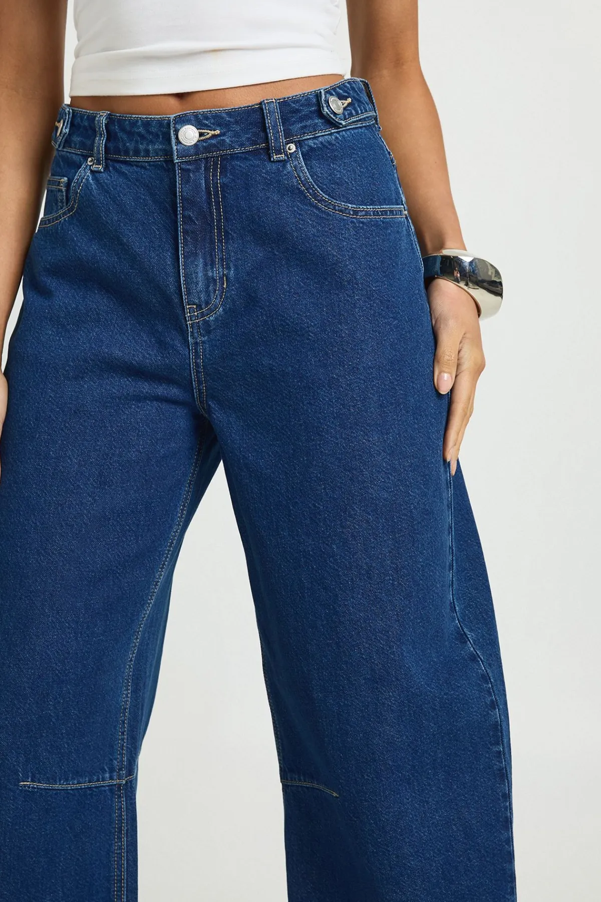 boohoo Jean Barrel Taille Haute Coupe Ample<Femme Denim|Jeans