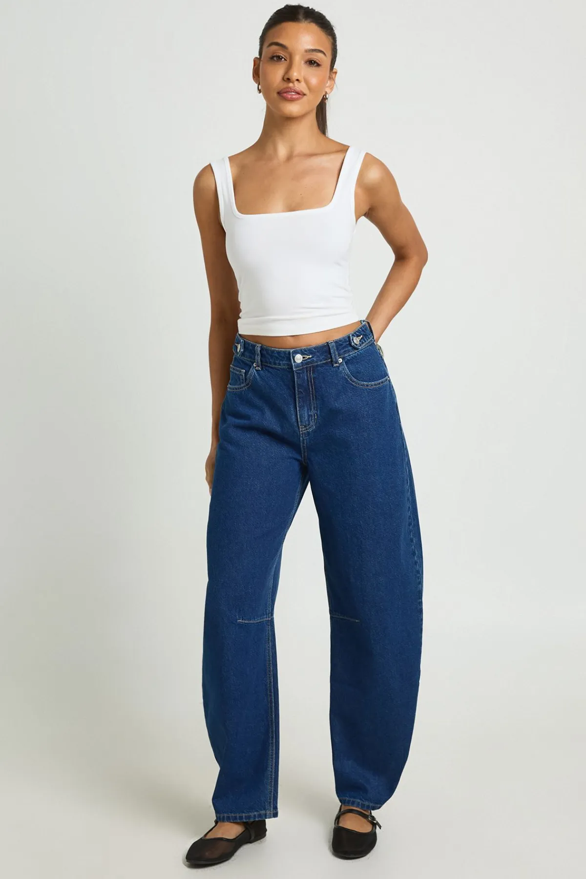 boohoo Jean Barrel Taille Haute Coupe Ample<Femme Denim|Jeans