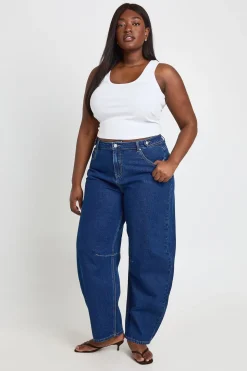 Jean Barrel Taille Haute Coupe Ample Grande Taille