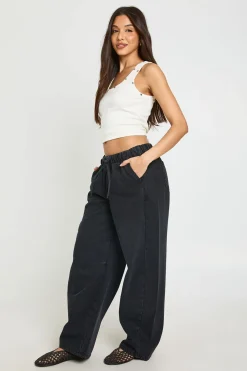 Jean Barrel À Taille Élastiquée