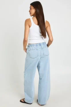 Jean Barrel À Taille Élastiquée
