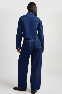 Jean Barrel Taille Mi-haute Avec Détails De Coutures