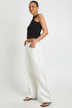Jean Barrel Taille Mi-haute À Clous