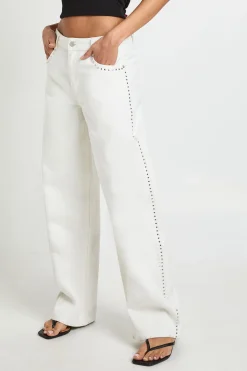 Jean Barrel Taille Mi-haute À Clous